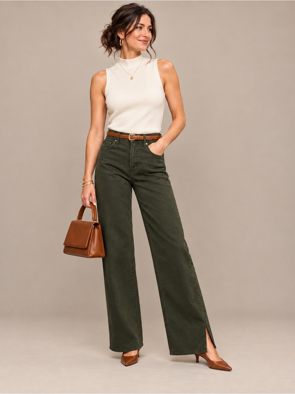 NWT Old Navy Extra-High Waisted Wide Leg Jeans Forest Tapestry Size 6 Petite
